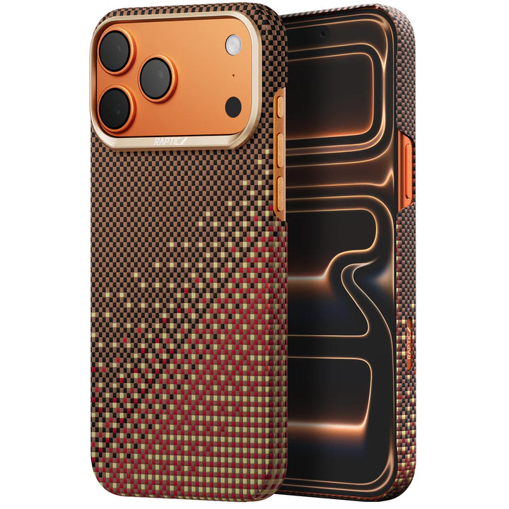 Raptic Kase TelefoniRaptic Aramid Skin 2 in 1 Phone Case & Ring Stand Bundle Kit for iPhone 17 Pro Max - serenity amber