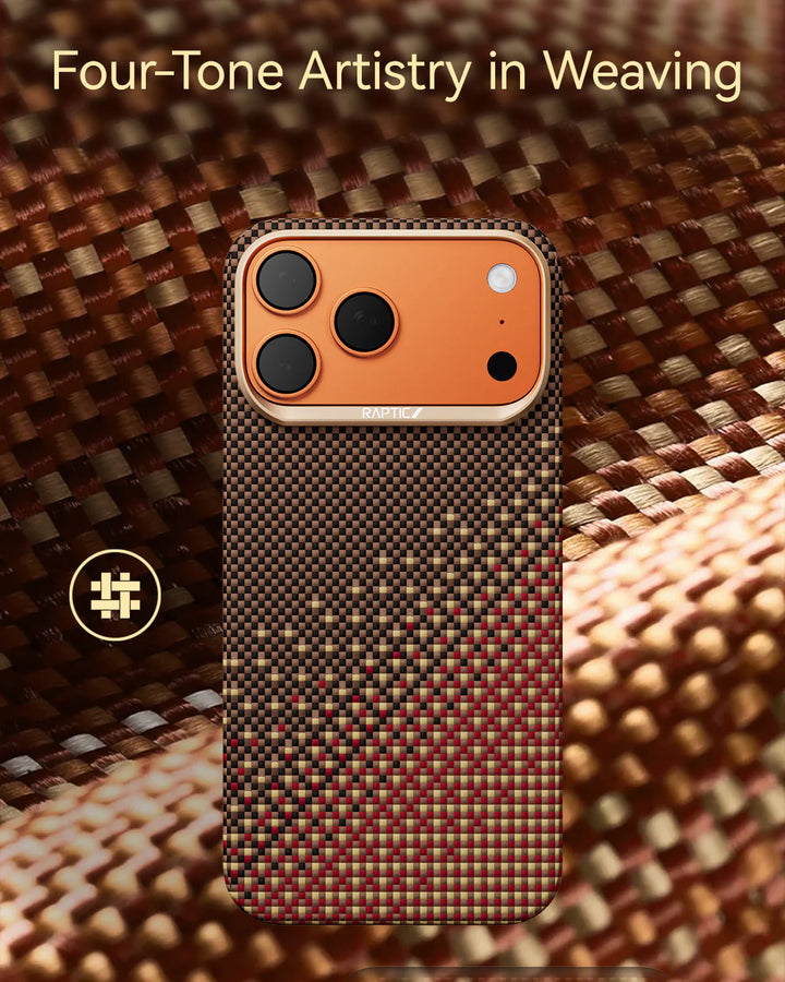 Raptic Kase TelefoniRaptic Aramid Skin 2 in 1 Phone Case & Ring Stand Bundle Kit for iPhone 17 Pro Max - serenity amber