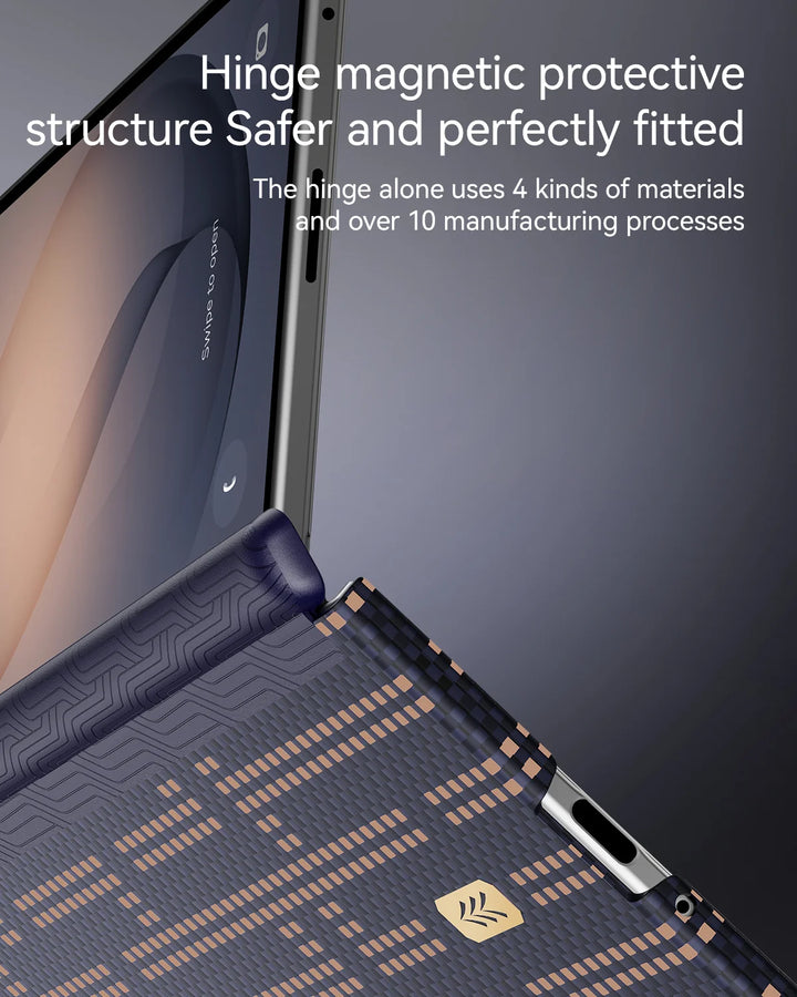 Raptic Aramid Skin-Pro Magnetic Phone Case for SAMSUNG Galaxy Z Fold 8 Ultra - grid valor
