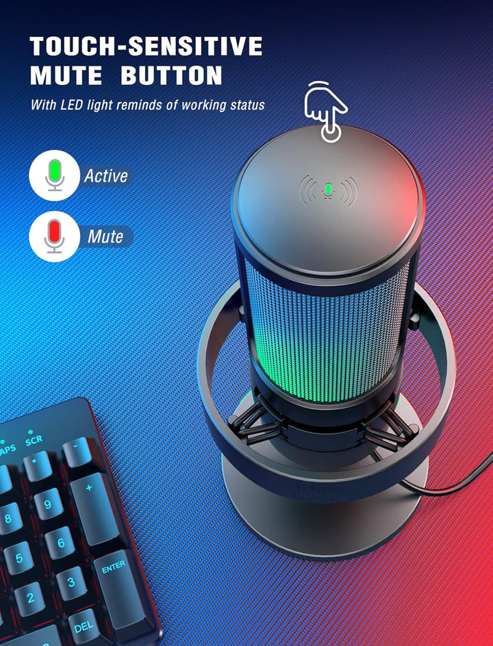 Fifine Ampligame A8 Mikrofon Gaming  USB Condenser With RGB