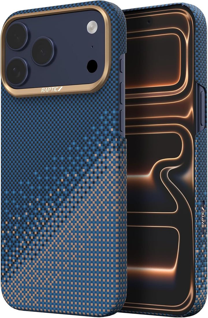 Raptic Kase Telefoni Aramid Skin 2 in 1 Phone Case & Ring Stand Bundle Kit for iPhone 17 Pro Max - serenity emerald