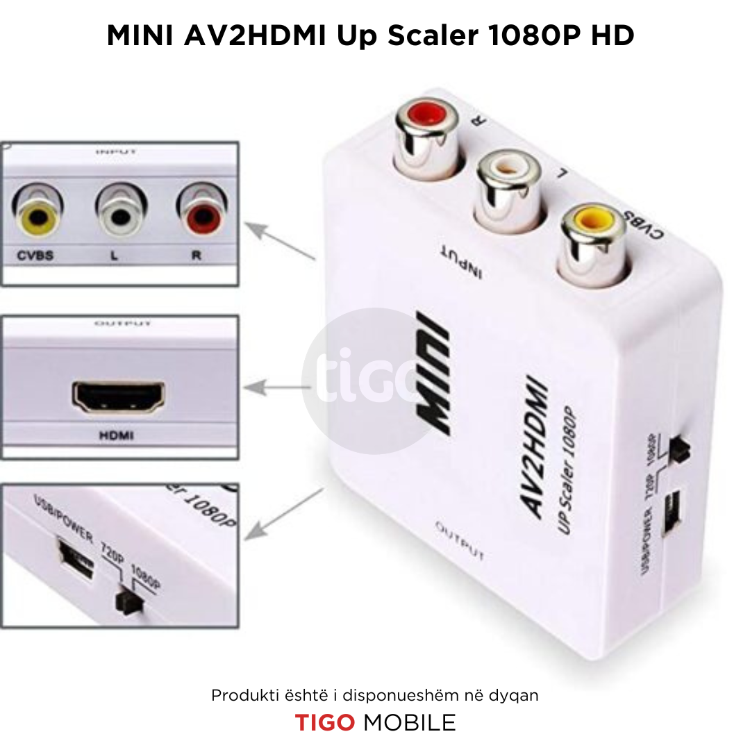 AV në HDMI Mini Adapter – AV2HDMI 1080P | AV-HDMI