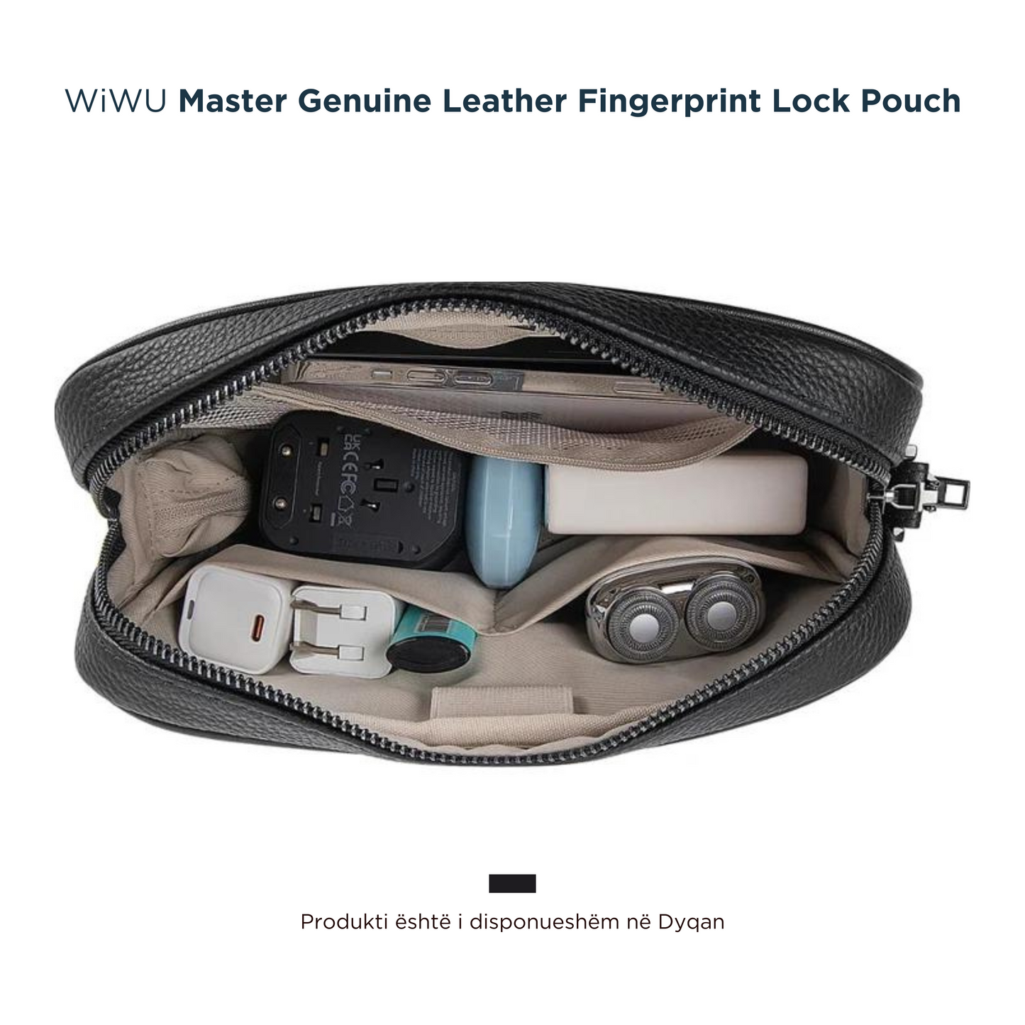 WiWU - Cante per Meshkuj Lekure - Master Genuine Leather Fingerprint Lock Pouch