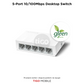 LS1005 5-Port 10/100Mbps Desktop Switch | Plug and Play | Up to 200 Mbps