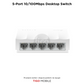 LS1005 5-Port 10/100Mbps Desktop Switch | Plug and Play | Up to 200 Mbps