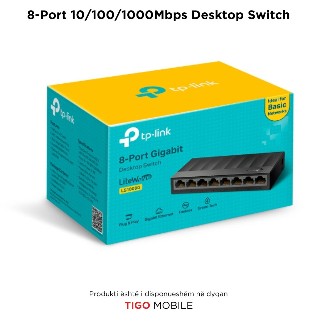 8-Port 10/100/1000Mbps Desktop Switch LS1008G | GigaBIT Ethernet