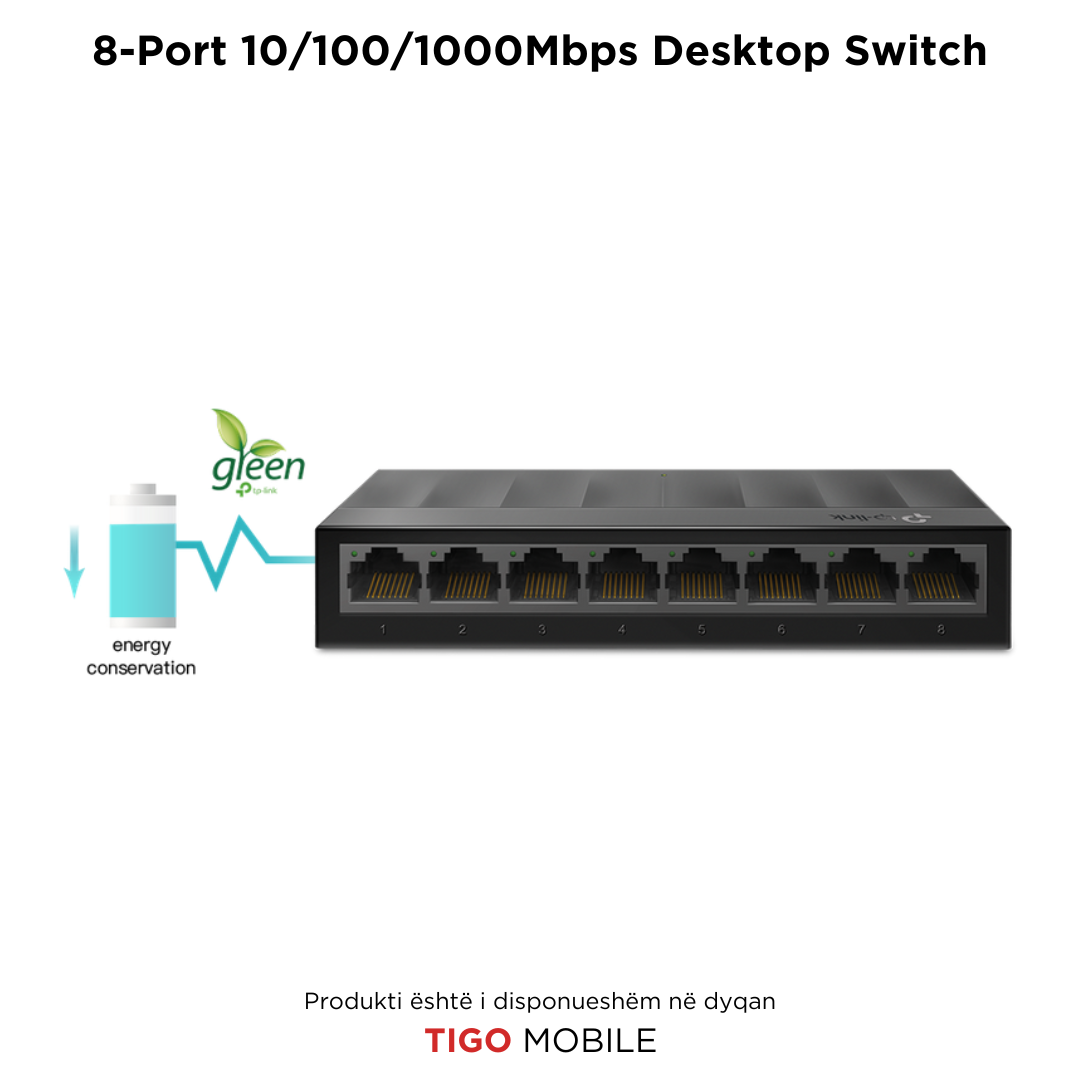 8-Port 10/100/1000Mbps Desktop Switch LS1008G | GigaBIT Ethernet