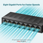8-Port 10/100/1000Mbps Desktop Switch LS1008G | GigaBIT Ethernet