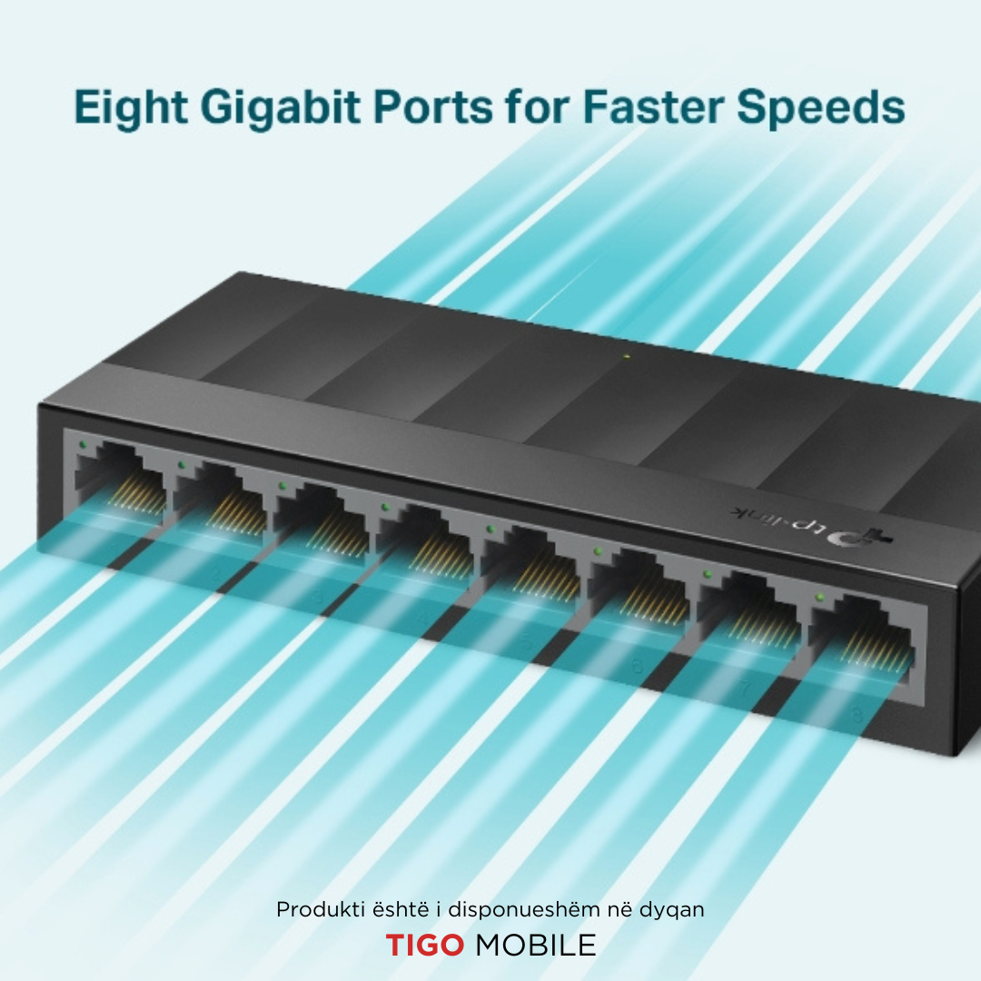 8-Port 10/100/1000Mbps Desktop Switch LS1008G | GigaBIT Ethernet