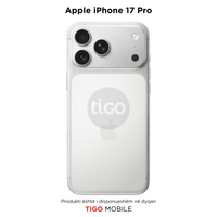 White Apple iPhone 17 Pro with Tigo logo on a white background