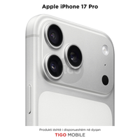 Back view of Apple iPhone 17 Pro with Tigo Mobile branding at the bottom.