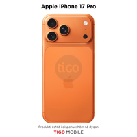 Orange Apple iPhone 17 Pro with Tigo logo on a white background