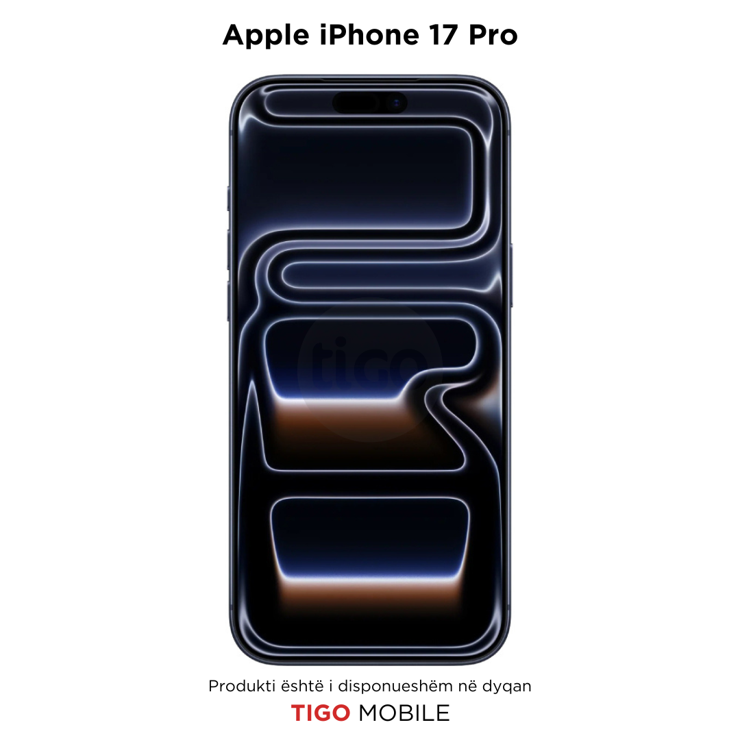 Apple iPhone 17 Pro with Tigo Mobile branding on a white background
