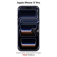 Apple iPhone 17 Pro with Tigo Mobile branding on a white background