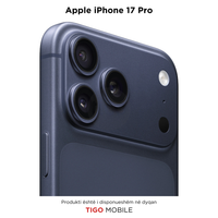 Back view of an Apple iPhone 17 Pro with Tigo Mobile branding at the bottom.