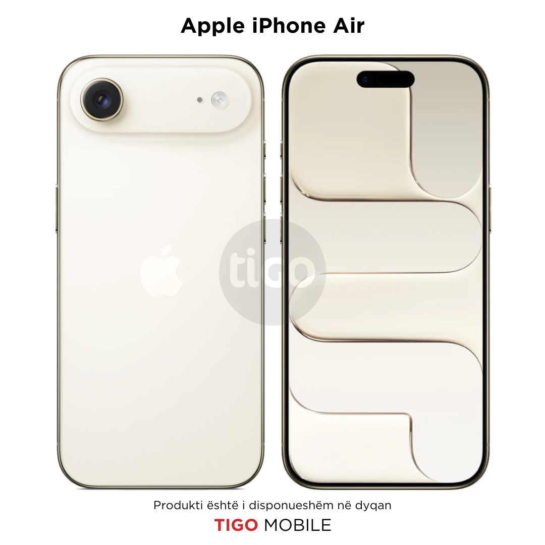 Two views of an Apple iPhone Air with Tigo Mobile branding on a white background