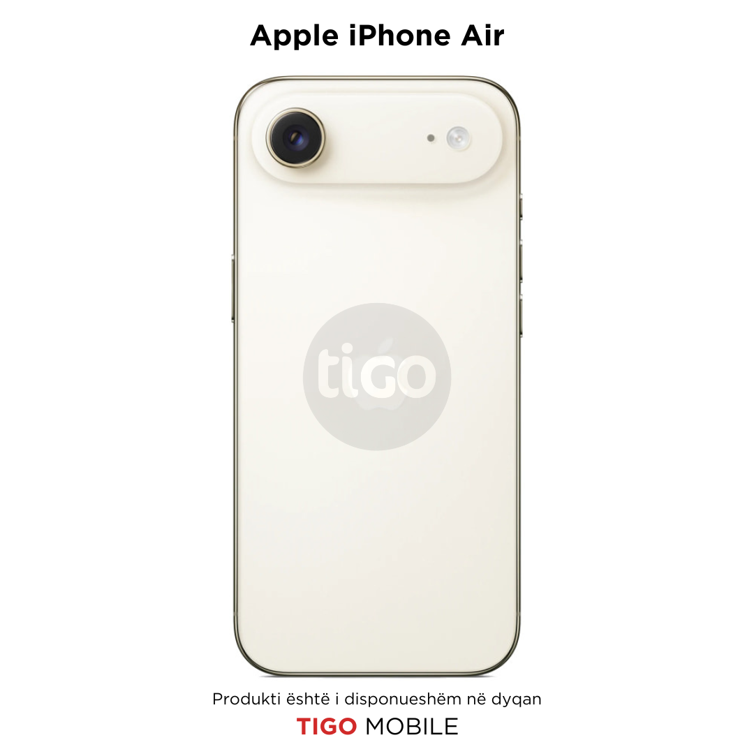 White Apple iPhone Air with Tigo logo on a white background