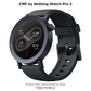 Black smartwatch with display showing time and health metrics on a white background, branded 'CMF by Nothing Watch Pro 2' and 'Tigo Mobile'.