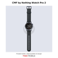 Smartwatch with black band on a light gray background, branded as CMF by Nothing Watch Pro 2.