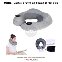 Jastëk i Fryrë i Lëvizshëm dhe Ergonomik në Formë U për Qafë me Masazhues Qafe dhe Karikim USB