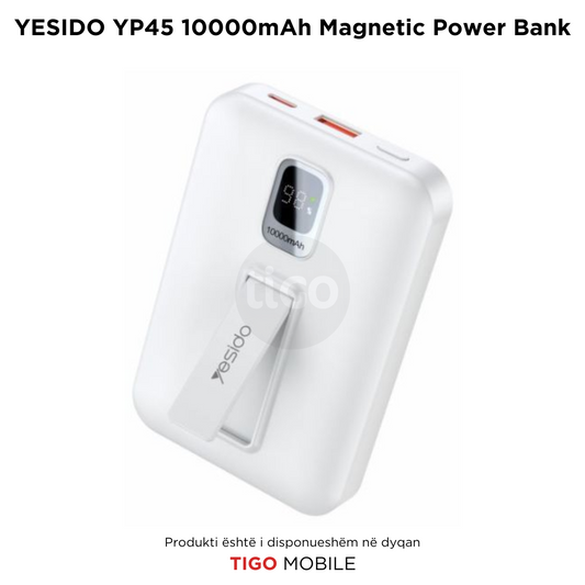 Yesido YP45 – Power Bank 10000mAh me Karikim Wireless Magnetik 22.5W dhe Mbajtëse e Palosshme
