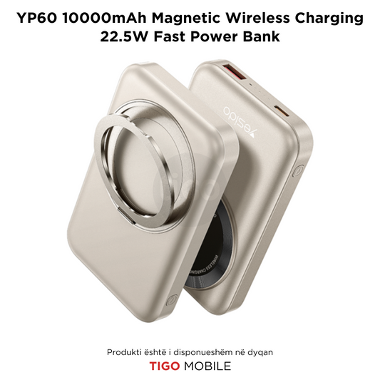 Yesido YP60 – Power Bank 10000mAh 22.5W & Karikim Wireless Magnetik 15W dhe Mbajtëse Rrotulluese