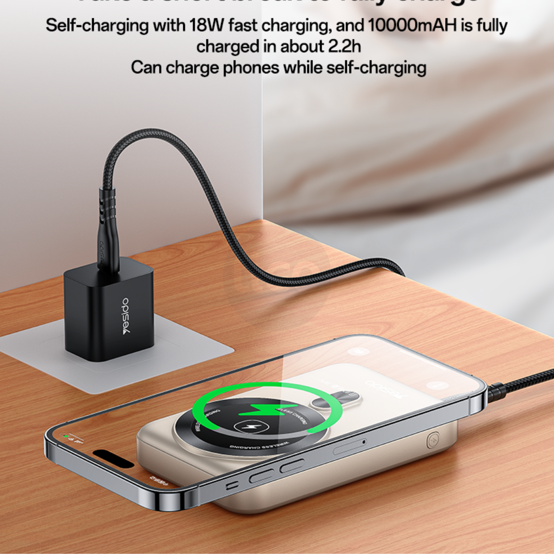 Yesido YP60 – Power Bank 10000mAh 22.5W & Karikim Wireless Magnetik 15W dhe Mbajtëse Rrotulluese
