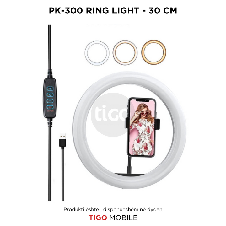 Dritë LED Unazë - PK-300 Ring Light - 30 CM