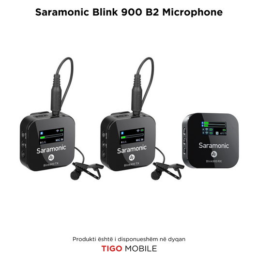 Saramonic Blink 900 B2 – Sistem Wireless me Mikrofon Lavalier për 2 Persona dhe Kuti Karikimi