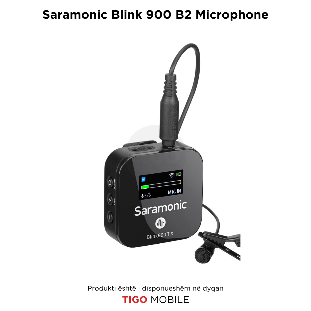 Saramonic Blink 900 B2 – Sistem Wireless me Mikrofon Lavalier për 2 Persona dhe Kuti Karikimi
