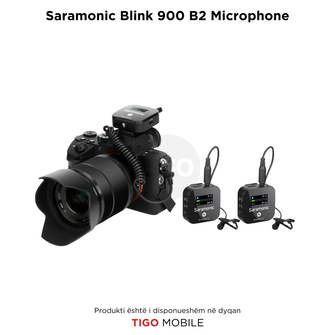 Saramonic Blink 900 B2 – Sistem Wireless me Mikrofon Lavalier për 2 Persona dhe Kuti Karikimi