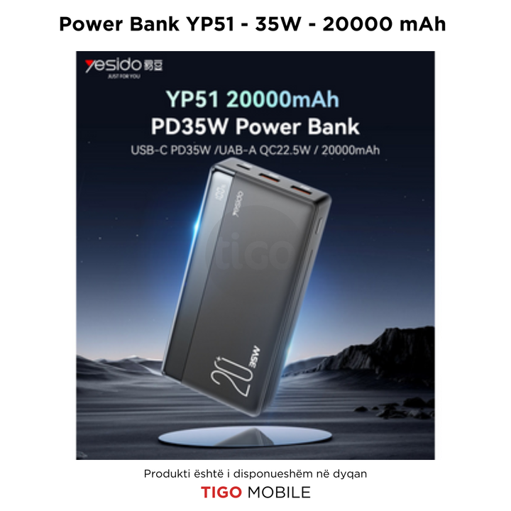 Yesido Power Bank YP51 35W 20000mAh