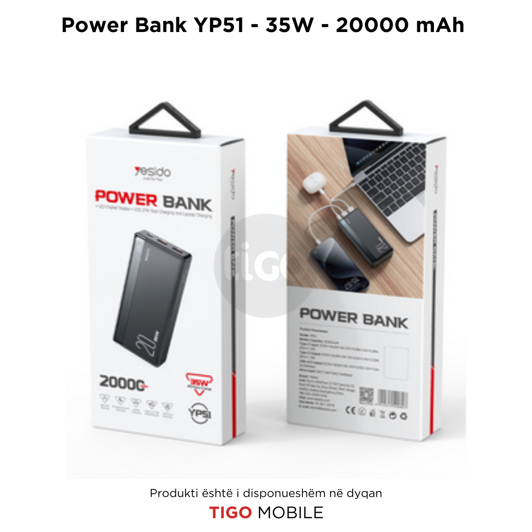 Yesido YP51 35W Fast Charging 20000mAh Power Bank