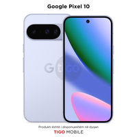 Google Pixel 10 smartphone with Tigo Mobile branding on a white background